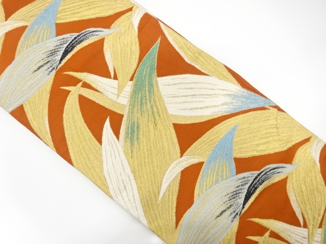JAPANESE KIMONO / ANTIQUE FUKURO OBI / SILK / WOVEN PLANTS
